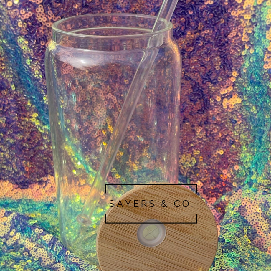 Sublimation Glass Mason Jars with Straws - 4 PACK