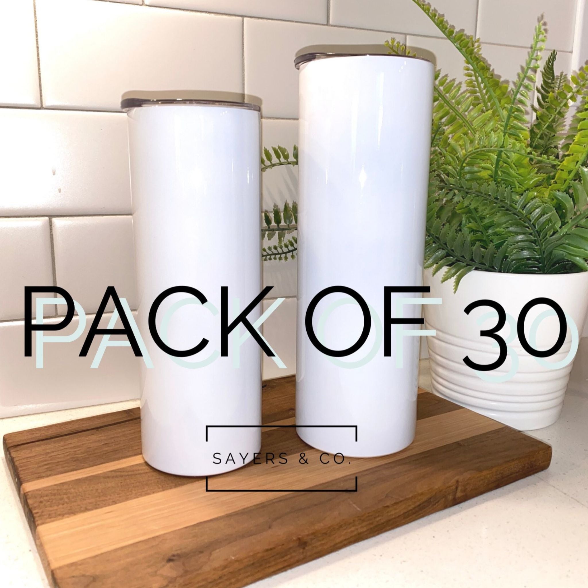 Pack of 30) 20oz or 30oz Skinny Straight White Sublimation Tumbler – Sayers  & Co.