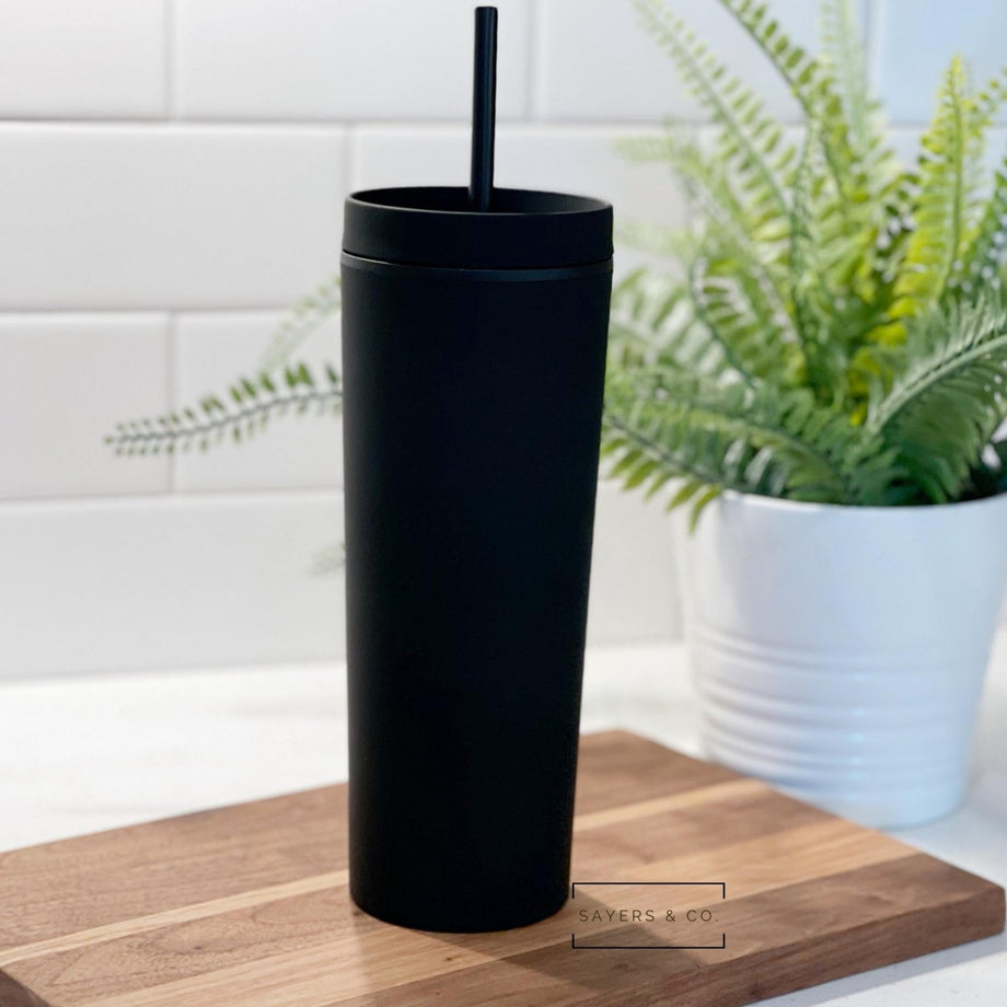 19oz. Black Stainless Steel Tumbler with Straw by Celebrate It™