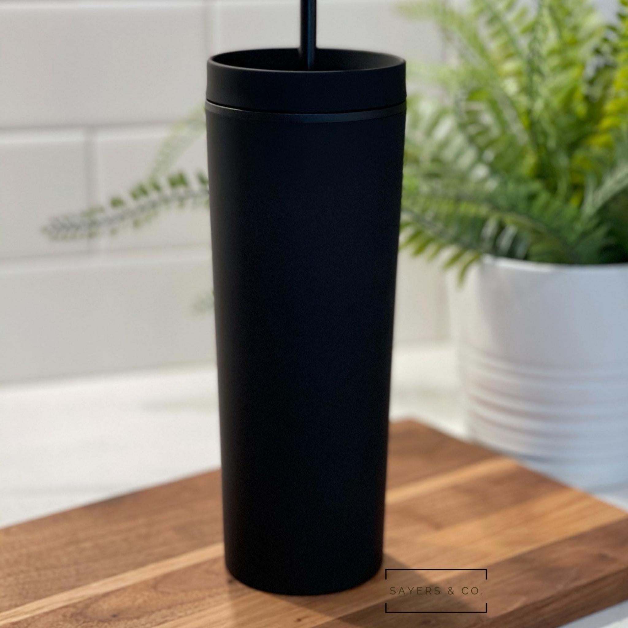 19oz. Black Stainless Steel Tumbler with Straw by Celebrate It™