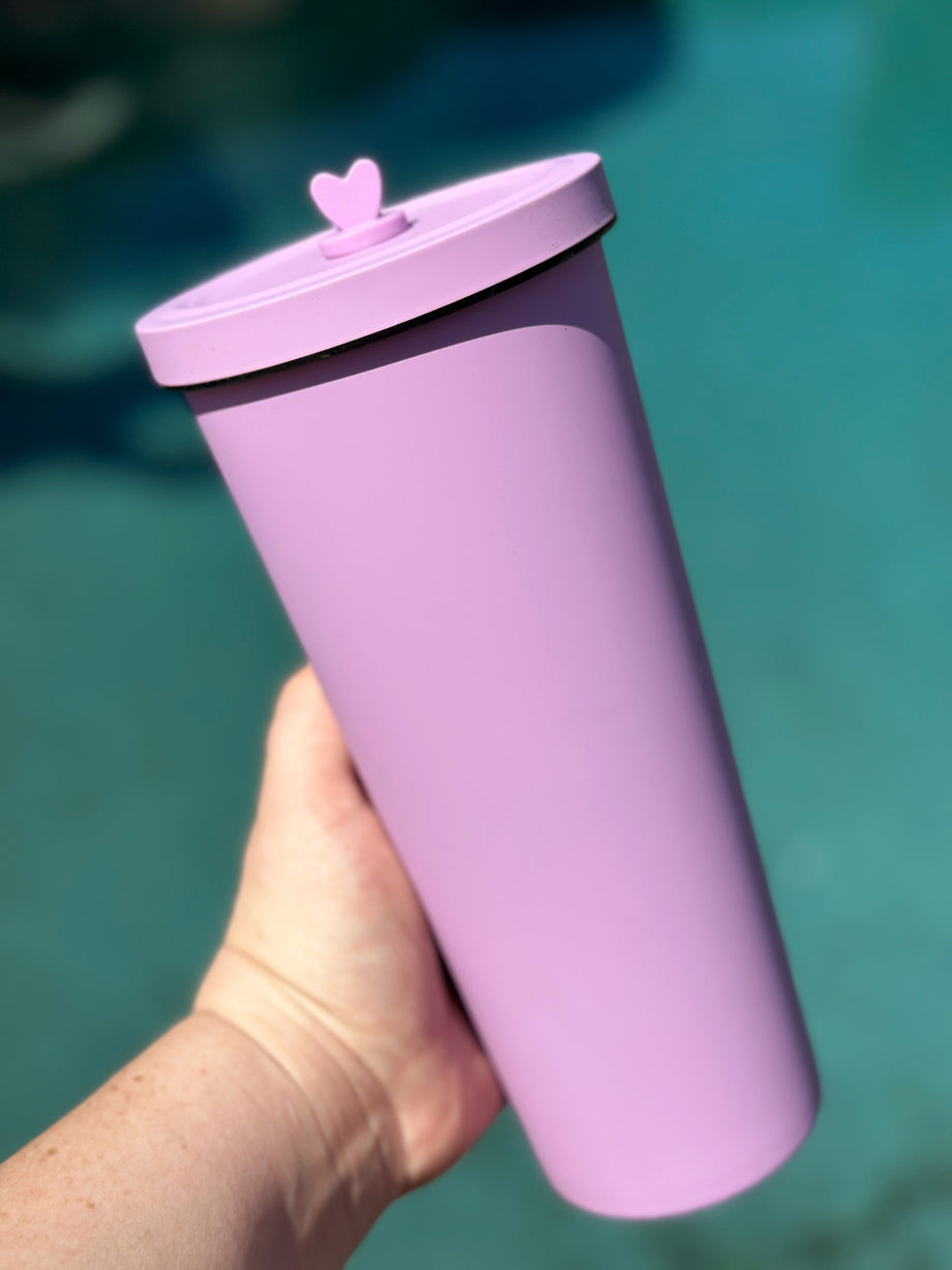 16 oz Light Pink Matte Tumbler w/ Screw In Lid