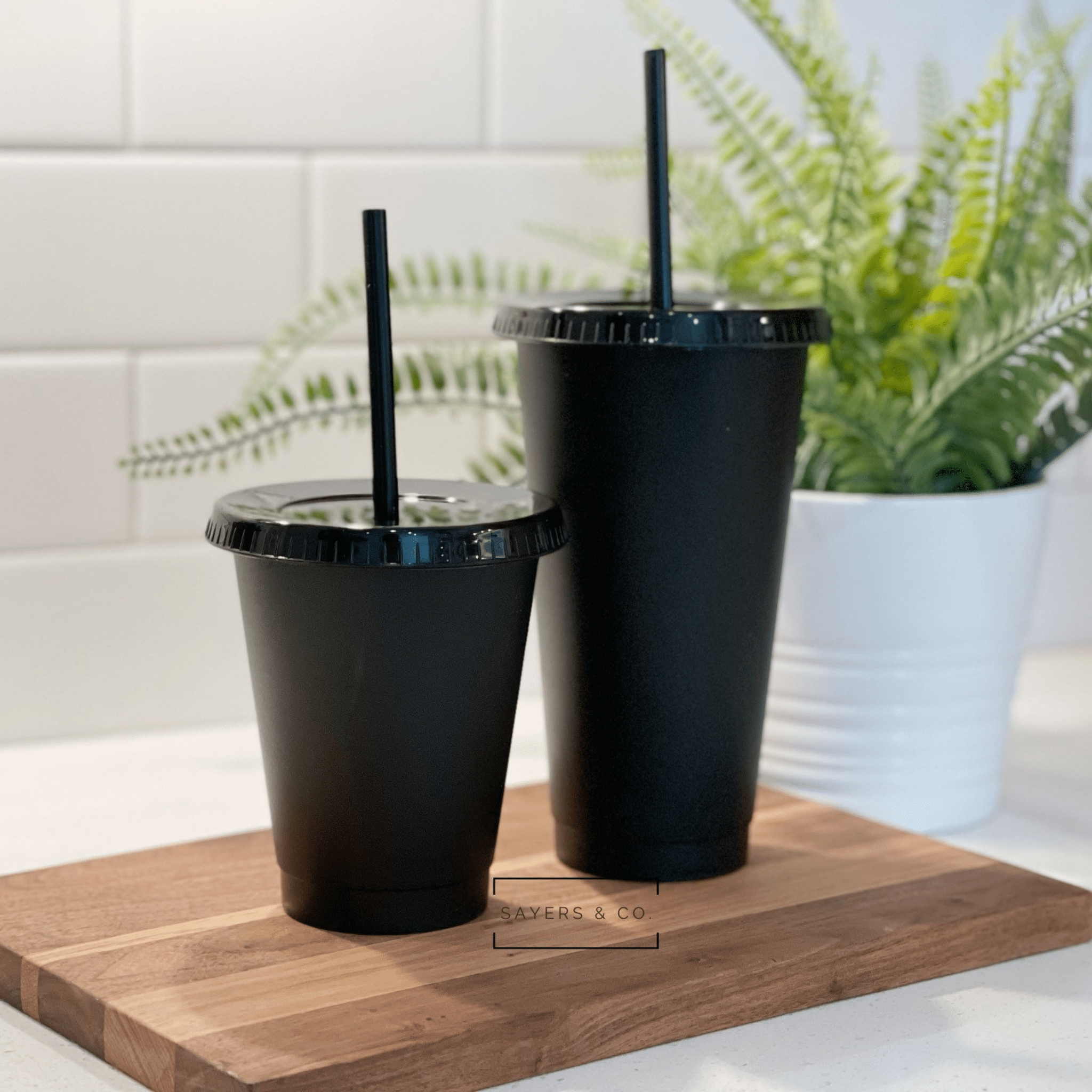 All Black Tumbler + Cold Cup Lid & Straw