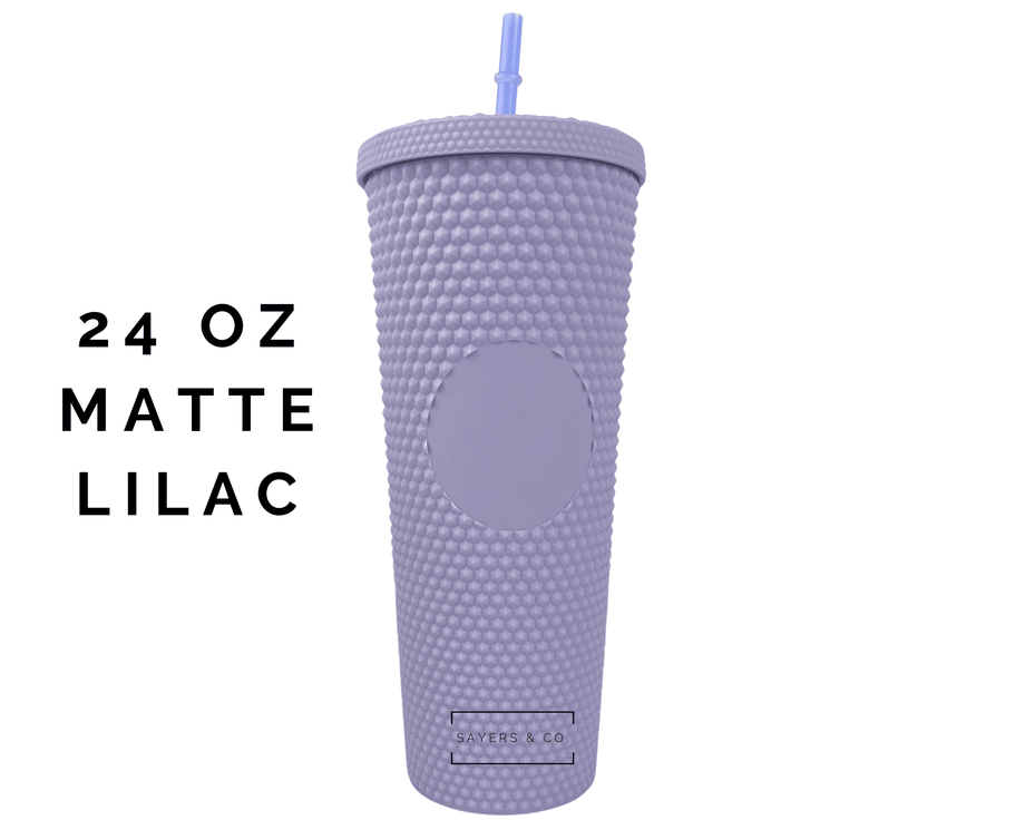 ASTOR | Matte Studded Cup | Studded Tumbler with Lid and Straw | Venti 24  oz Cold Cups (Lilac)