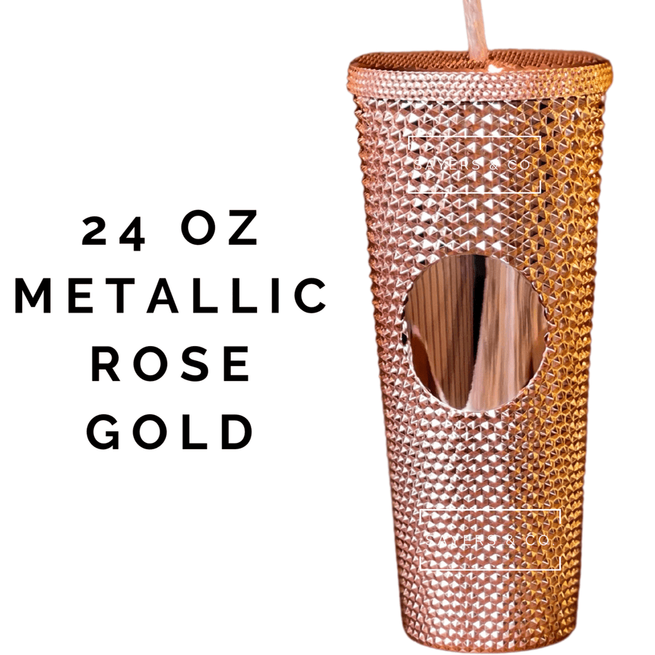 25oz Barrel Shaped Gold Rose Line Art and Alcohol Ink Tumbler