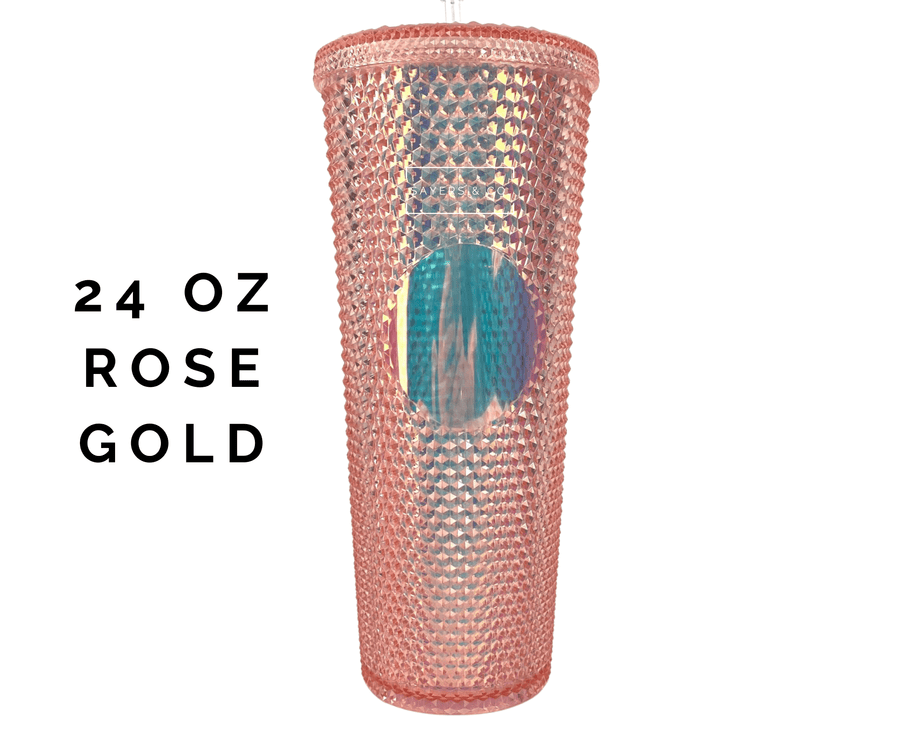 Rose Gold Tumbler with Matte Black Personalized Starbucks Logo Decal